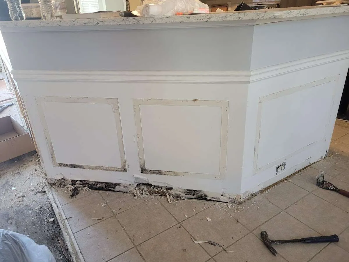 Water damage and mold on kitchen during Storm Damage Restoration in Melvindale